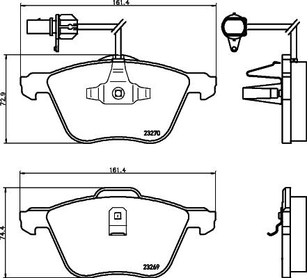 HELLA 8DB 355 008-921 - Тормозные колодки, дисковые, комплект unicars.by