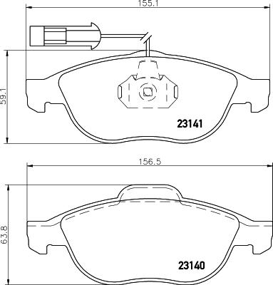 HELLA 8DB 355 008-421 - Тормозные колодки, дисковые, комплект unicars.by