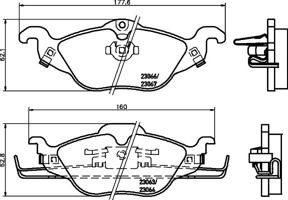 HELLA 8DB 355 008-571 - Тормозные колодки, дисковые, комплект unicars.by