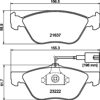 HELLA 8DB 355 008-611 - Тормозные колодки, дисковые, комплект unicars.by