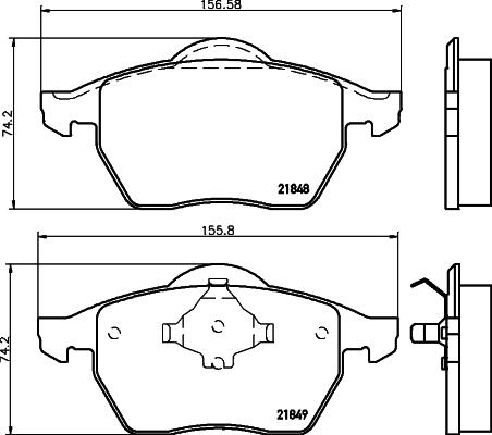 HELLA 8DB 355 008-001 - Тормозные колодки, дисковые, комплект unicars.by