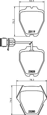 HELLA 8DB 355 008-791 - Тормозные колодки, дисковые, комплект unicars.by