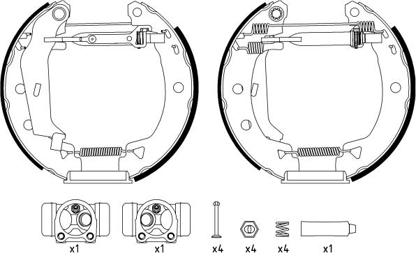 HELLA 8DB 355 003-821 - Комплект тормозных колодок, барабанные unicars.by