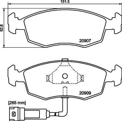 HELLA 8DB 355 007-341 - Тормозные колодки, дисковые, комплект unicars.by