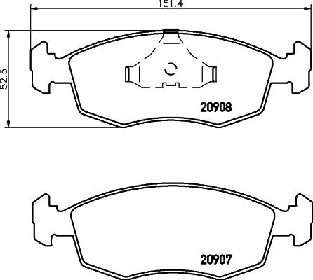 HELLA 8DB 355 007-331 - Тормозные колодки, дисковые, комплект unicars.by