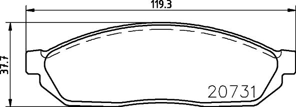 HELLA 8DB 355 007-281 - Тормозные колодки, дисковые, комплект unicars.by