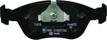 HELLA 8DB 355 007-721 - Тормозные колодки, дисковые, комплект unicars.by