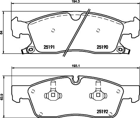 HELLA 8DB 355 019-621 - Тормозные колодки, дисковые, комплект unicars.by