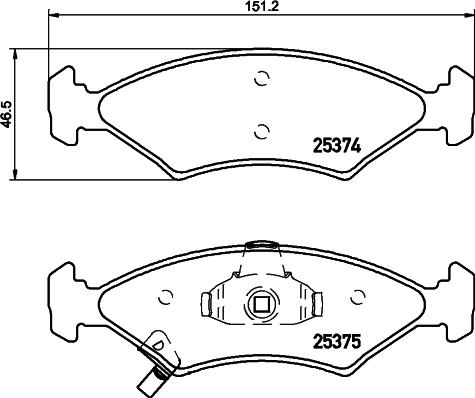 HELLA 8DB 355 019-891 - Тормозные колодки, дисковые, комплект unicars.by