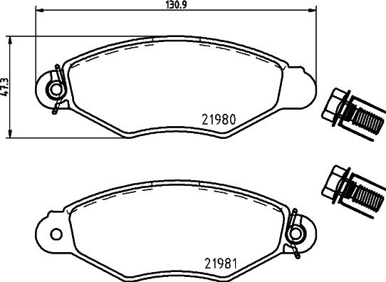 HELLA 8DB 355 019-311 - Тормозные колодки, дисковые, комплект unicars.by