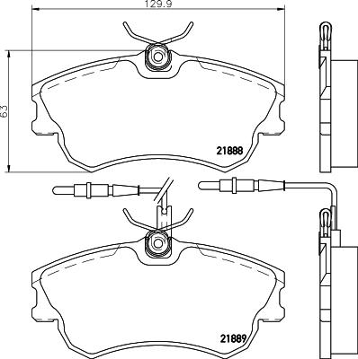 HELLA 8DB 355 019-261 - Тормозные колодки, дисковые, комплект unicars.by