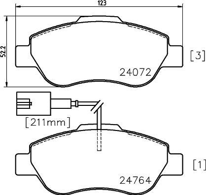 HELLA 8DB 355 014-471 - Тормозные колодки, дисковые, комплект unicars.by