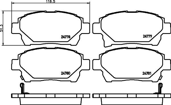 HELLA 8DB 355 028-741 - Тормозные колодки, дисковые, комплект unicars.by