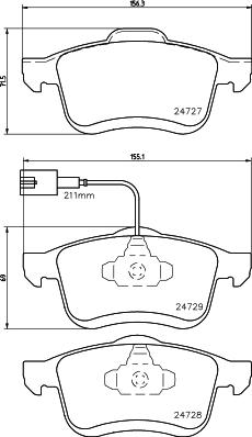 HELLA 8DB 355 014-241 - Тормозные колодки, дисковые, комплект unicars.by