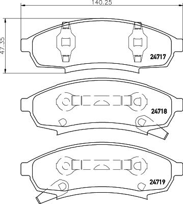 HELLA 8DB 355 014-281 - Тормозные колодки, дисковые, комплект unicars.by