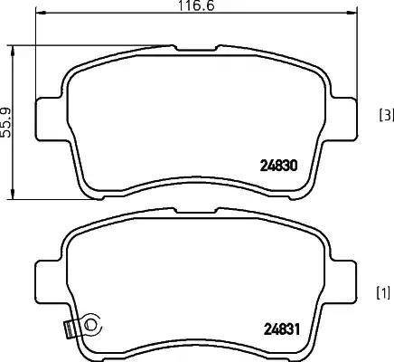 HELLA 8DB 355 014-761 - Тормозные колодки, дисковые, комплект unicars.by