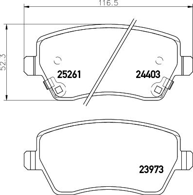 HELLA 8DB 355 015-981 - Тормозные колодки, дисковые, комплект unicars.by