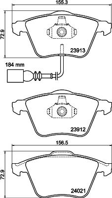 HELLA 8DB 355 015-971 - Тормозные колодки, дисковые, комплект unicars.by