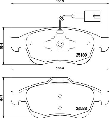 HELLA 8DB 355 015-521 - Тормозные колодки, дисковые, комплект unicars.by