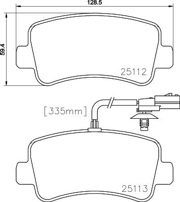 HELLA 8DB 355 015-301 - Тормозные колодки, дисковые, комплект unicars.by