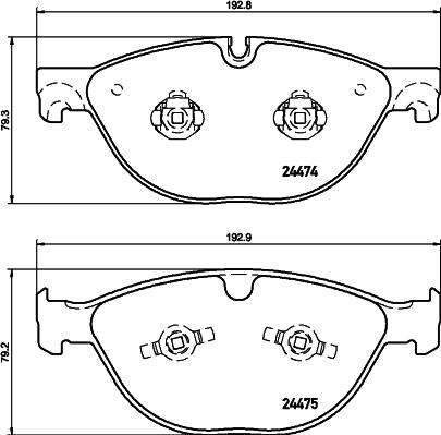 HELLA 8DB 355 015-701 - Тормозные колодки, дисковые, комплект unicars.by