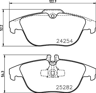 HELLA 8DB 355 016-281 - Тормозные колодки, дисковые, комплект unicars.by