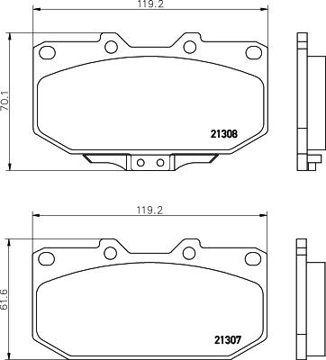 HELLA 8DB 355 016-791 - Тормозные колодки, дисковые, комплект unicars.by