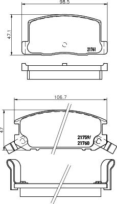 HELLA 8DB 355 016-741 - Тормозные колодки, дисковые, комплект unicars.by