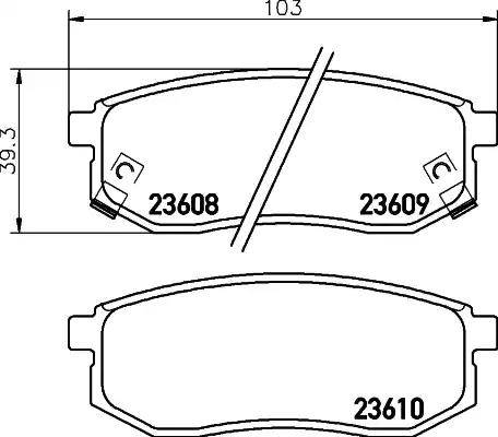 HELLA 8DB 355 010-011 - Тормозные колодки, дисковые, комплект unicars.by