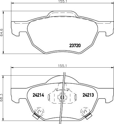 HELLA 8DB 355 010-831 - Тормозные колодки, дисковые, комплект unicars.by