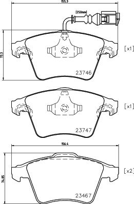 HELLA 8DB 355 011-441 - Тормозные колодки, дисковые, комплект unicars.by