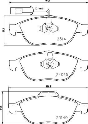 HELLA 8DB 355 011-651 - Тормозные колодки, дисковые, комплект unicars.by