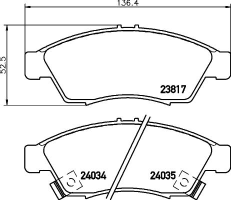 HELLA 8DB 355 011-081 - Тормозные колодки, дисковые, комплект unicars.by