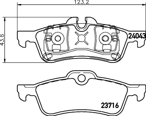 HELLA 8DB 355 011-351 - Тормозные колодки, дисковые, комплект unicars.by