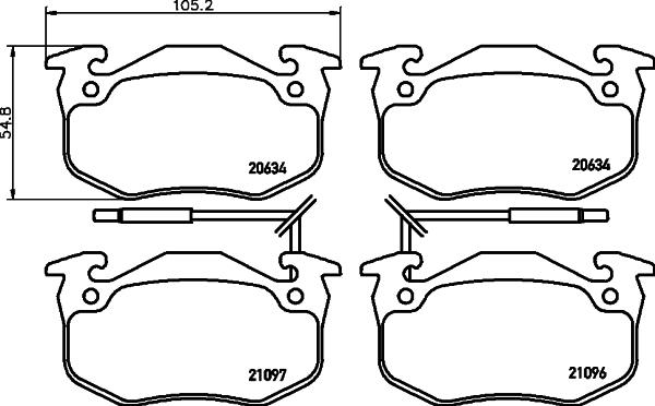 HELLA 8DB 355 018-941 - Тормозные колодки, дисковые, комплект unicars.by