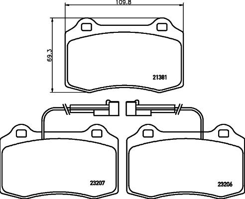 HELLA 8DB 355 018-421 - Тормозные колодки, дисковые, комплект unicars.by