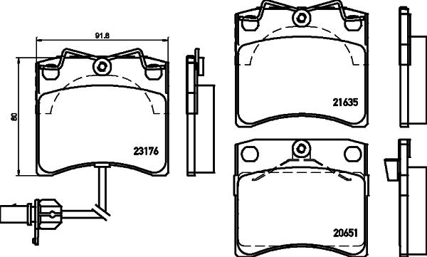 HELLA 8DB 355 018-521 - Тормозные колодки, дисковые, комплект unicars.by