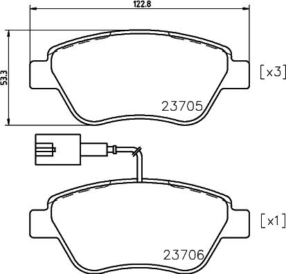 HELLA 8DB 355 018-821 - Тормозные колодки, дисковые, комплект unicars.by