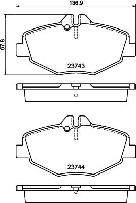 HELLA 8DB 355 018-731 - Тормозные колодки, дисковые, комплект unicars.by