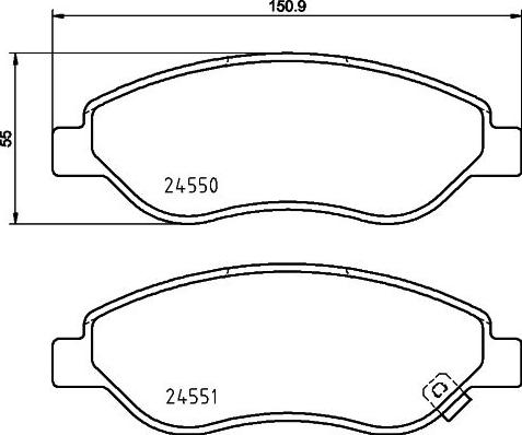 HELLA 8DB 355 013-401 - Тормозные колодки, дисковые, комплект unicars.by