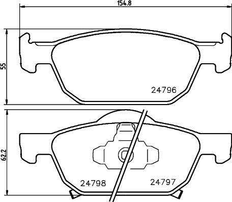 HELLA 8DB 355 013-891 - Тормозные колодки, дисковые, комплект unicars.by