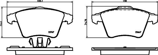 HELLA 8DB 355 013-811 - Тормозные колодки, дисковые, комплект unicars.by