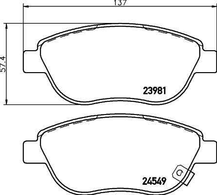 HELLA 8DB 355 013-371 - Тормозные колодки, дисковые, комплект unicars.by