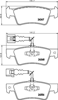 HELLA 8DB 355 012-441 - Тормозные колодки, дисковые, комплект unicars.by