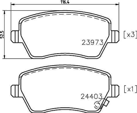 HELLA 8DB 355 012-301 - Тормозные колодки, дисковые, комплект unicars.by