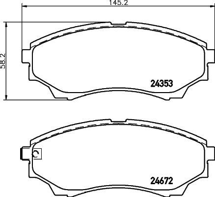 HELLA 8DB 355 012-381 - Тормозные колодки, дисковые, комплект unicars.by