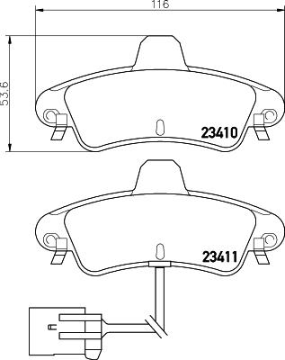 HELLA 8DB 355 012-201 - Тормозные колодки, дисковые, комплект unicars.by