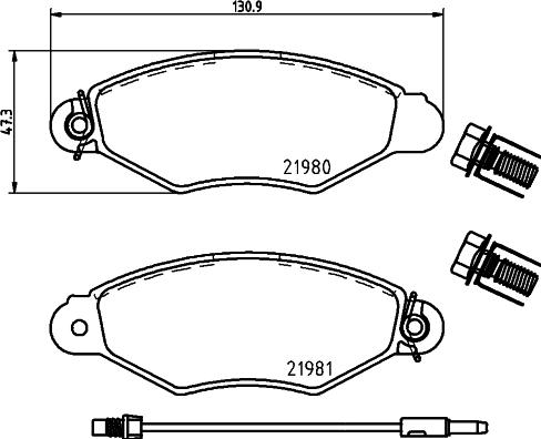 HELLA 8DB 355 019-301 - Тормозные колодки, дисковые, комплект unicars.by