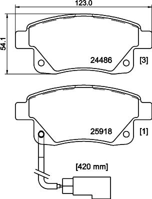 HELLA 8DB 355 012-781 - Тормозные колодки, дисковые, комплект unicars.by