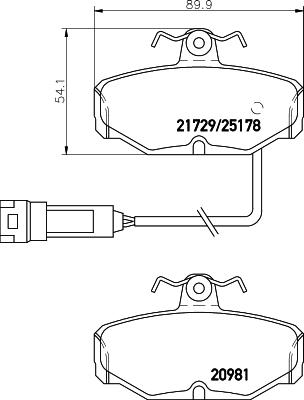 HELLA 8DB 355 017-631 - Тормозные колодки, дисковые, комплект unicars.by